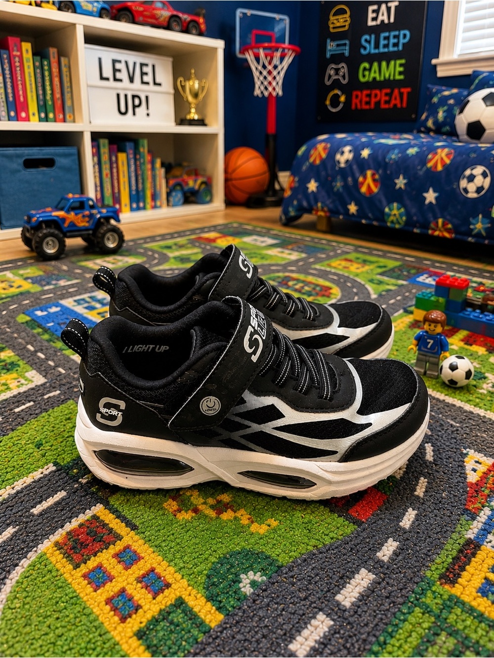 Skechers Black and White Boys Sneakers